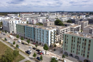 Aerial view of new HOWOGE buildings in Berlin Adlershof, 22/08/2022