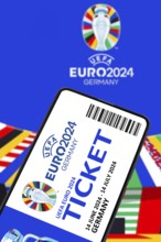 Ticket for UEFA euro 2024 Germany European Football Championship European Championship logo on a