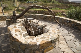 Historic traditional water wheel irrigation system, Betancuria, Fuerteventura, Canary Islands,