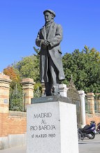 Statue of writer Pío Baroja y Nessi 1872-1956, near Retiro Park, Madrid, Spain, Europe