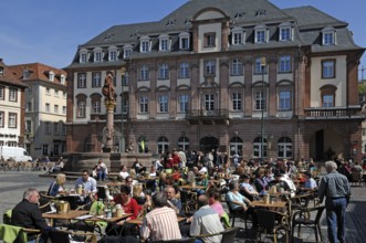 Town Hall, built 1701-1703 on the market square, street café in front, Heiliggeiststr. 1,