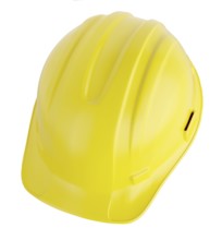 Yellow construction hard hat isolated on a white background