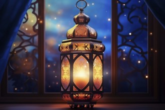 Ramadan lantern background, evoking the rich traditions and serene moments of the holy month, AI