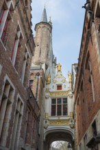 Alley in the historic centre with traditional Flemish architecture, house, facade, craft,