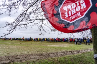 Demonstration against the demolition of the lignite village of Lützerath, from the village of