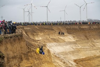 Many thousands of demonstrators march after a demonstration against the demolition of the lignite