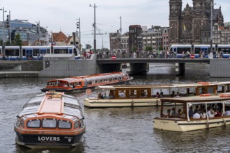 Canal cruises, Flagship, Lovers Canal Cruises, at Amsterdam Centraal station, Amsterdam Netherlands