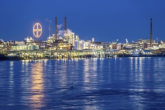 Backdrop of Chempark Leverkusen, Bayer Leverkusen, chemical park, chemical plant, river Rhine,