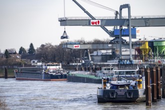 Uct Umschlag Container Terminal, harbour in Dormagen, on the Rhine, North Rhine-Westphalia,