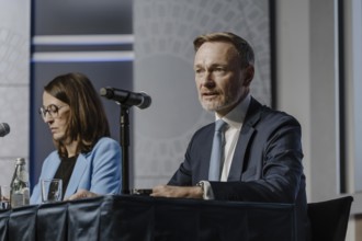 Christian Lindner (FDP), Federal Minister of Finance, photographed during the press conference on