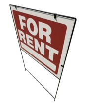 Left facing for rent real estate yard sign isolated on a white background