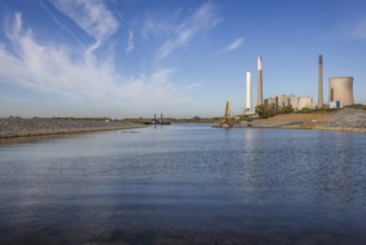 Dinslaken, Voerde, North Rhine-Westphalia, Germany, Emscher estuary into the Rhine. Construction