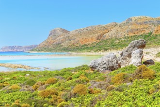 View of Balos bay, Gramvousa Peninsula, Chania, Crete, Greece, Europe