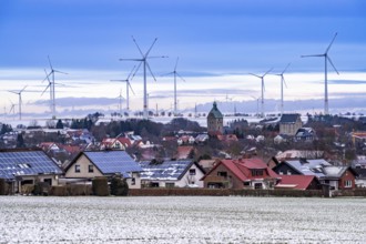 The town of Lichtenau, self-proclaimed energy town, wind farm, over 190 wind turbines and over 1200