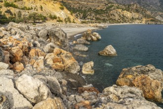 Rocks on the beach of Sougia in the south of Crete, Greece, Europe