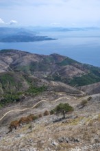 Pantokrator, Corfu, Greece, Mount Pantokrator with a view over the barren mountain landscape and