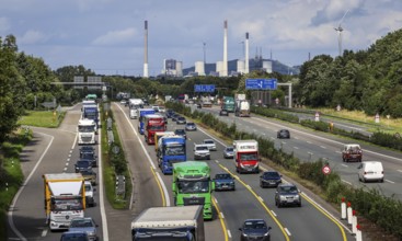 Bottrop, Ruhr area, North Rhine-Westphalia, Germany, rush hour traffic, many lorries driving on the