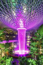 Waterfall in the Jewel Changi Airport shopping centre at Changi Airport, Singapore, Asia