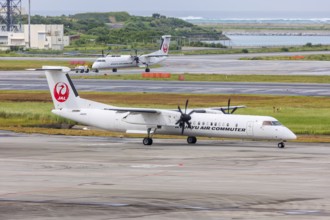 Dash 8 Q400 aircraft of Ryukyu Air Commuter with registration JA82RC at Okinawa Airport (OKA) in