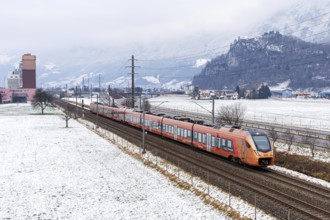 Stadler Flirt 3 Traverso train operated by Südostbahn in Flums, Switzerland, Europe