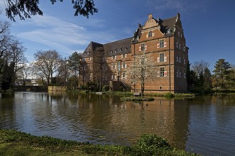 Bedburg Castle, former moated castle in the Erft lowlands, Rhine-Erft district, Lower Rhine, North