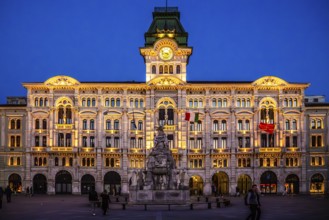 Palazzo del Municipio, town hall in eclectic style, Piazza Unità d'Italia in the heart of the city,