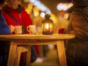 Christmas market on the main street in Dresden Neustadt, Dresden, Saxony, Germany, Europe