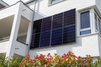 New residential building with solar modules on the façade