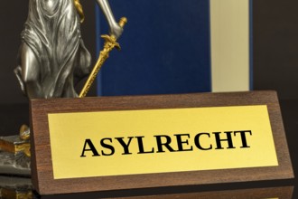 Symbol image of asylum law Germany : Close-up of a brass sign with the inscription ASYLRECHT