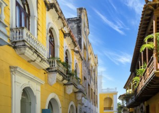 Columbia, Unesco site, colorful Cartagena Walled City Cuidad Amurrallada in historic city center