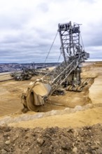 Opencast lignite mine Garzweiler 2, bucket wheel excavator 261 excavating the surface, near the