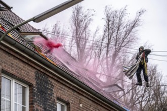 2nd day of the eviction of the Lützerath hamlet, occupied buildings of the former farm, by climate