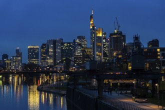 Skyline of Frankfurt am Main, skyscrapers, business and banking district in the city centre, bank