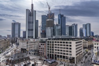 Skyline of Frankfurt am Main, at the Hauptwache, Hesse, Germany, Europe