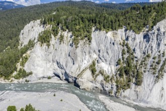 Ruinaulta, River gorge of the River Rhine, aerial view, Engadine, Switzerland, Europe