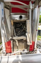 Blown up ATM of the Sparkasse in Mülheim-Heißen, Hingbergstraße, the free-standing ATM was probably