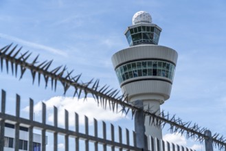 Amsterdam Schiphol Airport, air traffic control tower, radar, security fence, Amsterdam,