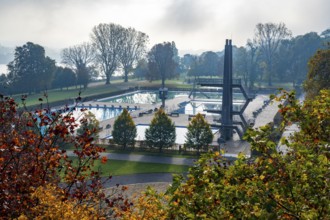 The Römerbad, outdoor pool in Bonn-Castell, directly on the Rhine, closed after the summer season,