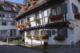 The leaning house, historic half-timbered house, sight in the fishermen's quarter and old town of