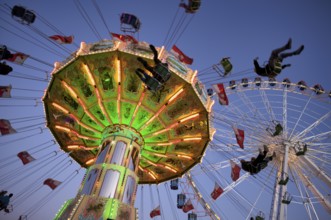 Ferris wheel, Europa Rad, chain carousel, Cannstatter Wellenflug, rides, movement, movement effect,