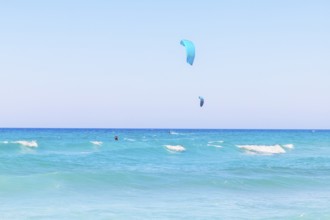 Kitesurfing, Episkopi beach, Rethymno, Crete, Greek Islands, Greece, Europe