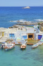 The small fishing village of Mandrakia, Mandrakia, Milos Island, Cyclades Islands, Greece, Europe