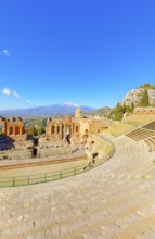 The Greek theatre, Taormina, Sicily, Italy, Europe