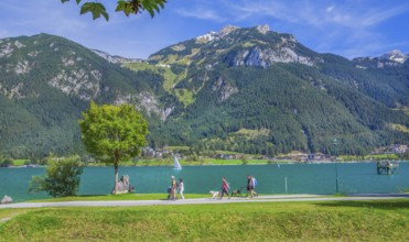 Promenade on the lakeshore, Pertisau, Achensee, Tyrol, Austria, Europe