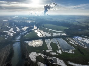 Selm-Waltrop, North Rhine-Westphalia, Germany, After the flood on the Lippe, river in the Ruhr