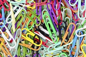 Colourful paper clips, Vienna, Austria, Europe