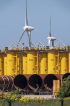 Transhipment centre for offshore wind turbines, which are transported here by the manufacturer and