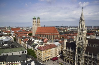 Europe, Germany, Bavaria, City of Munich, Marienplatz, Church of Our Lady, City Hall, View from St