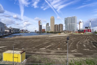 The Rijnhaven, a 28-hectare harbour basin, has now been filled in by almost a third to create space