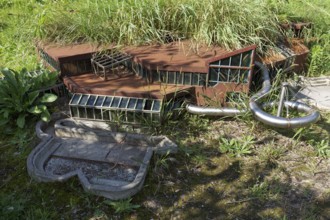 Already demolished leisure pool in miniature format, art installation Neustadt by Marta Dyachenko